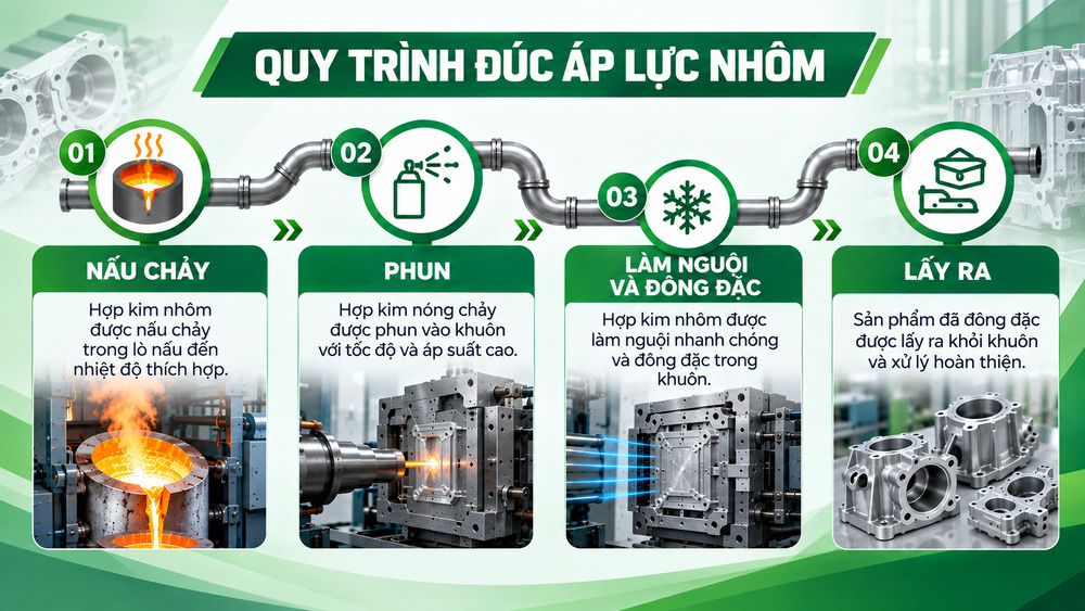 Quy trình thực hiện đúc áp lực nhôm